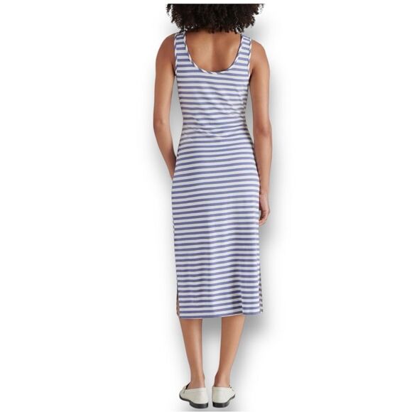 STEVE MADDEN Women’s Stripe Tie Waist Midi Dress in the Size Large in Faded Ink - Picture 5 of 6